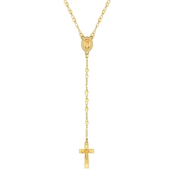 Long Chain Cross Pendant Virgin Mary Necklace for Women, Rosary Christian Catholic Religious Jewelry