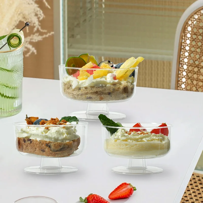 10/20 قطعة كوب تقديم الحلوى البلاستيكي الشفاف كأس الحلوى المستديرة موس كوب الآيس كريم أكواب بودنغ الفاكهة أكواب حاوية واضحة للحفلات