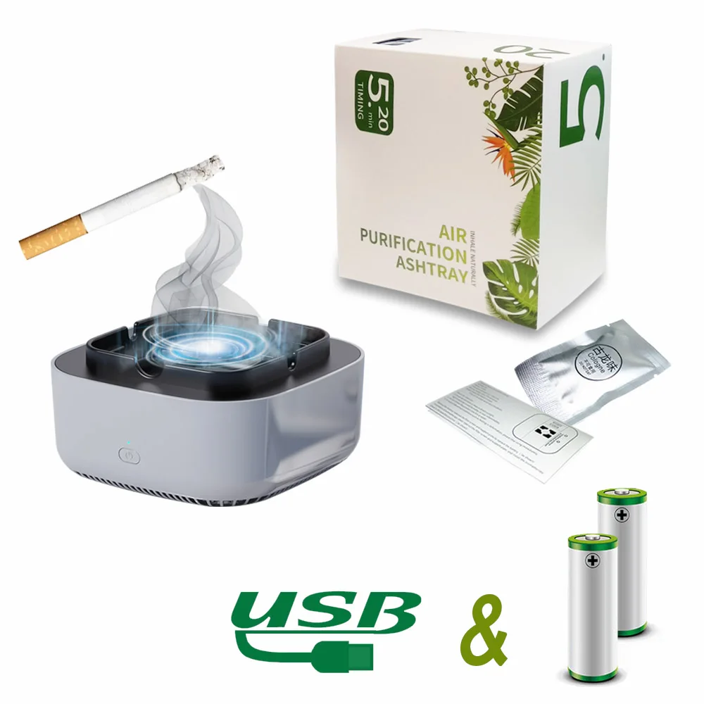 

Chargable Ashtrays with Deodorizer Negative Ion Purifier Ashtray Air Purification Ash Tray Removal Dilute Cigarettes Smoke Odor