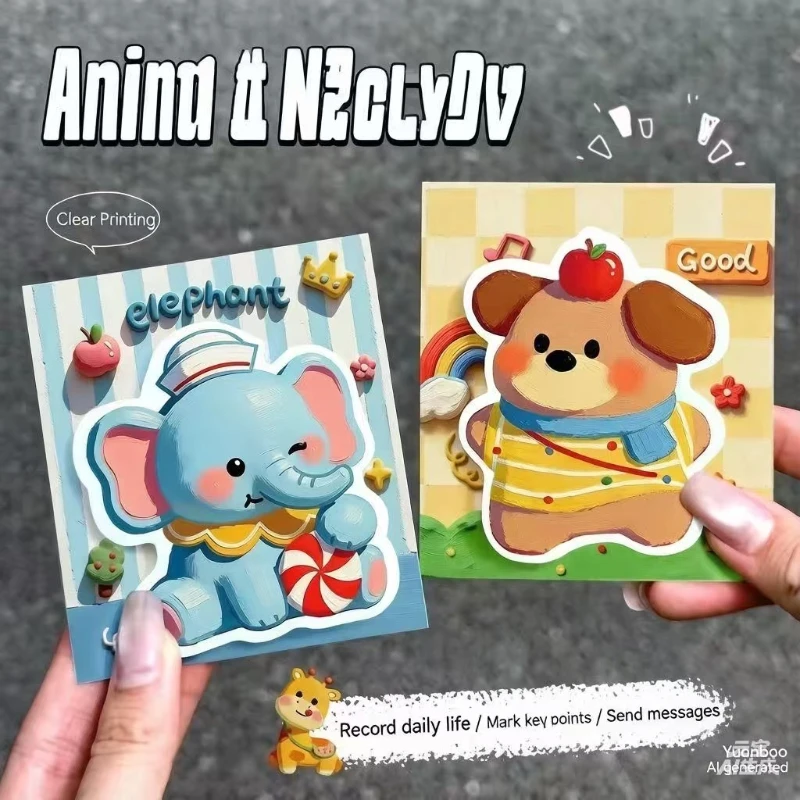 Kawai Ins Cute Animal Oil Painting Notes Cartoon High Value Can Be Torn Message Sticky Pasted Japanese N Times School Supplies