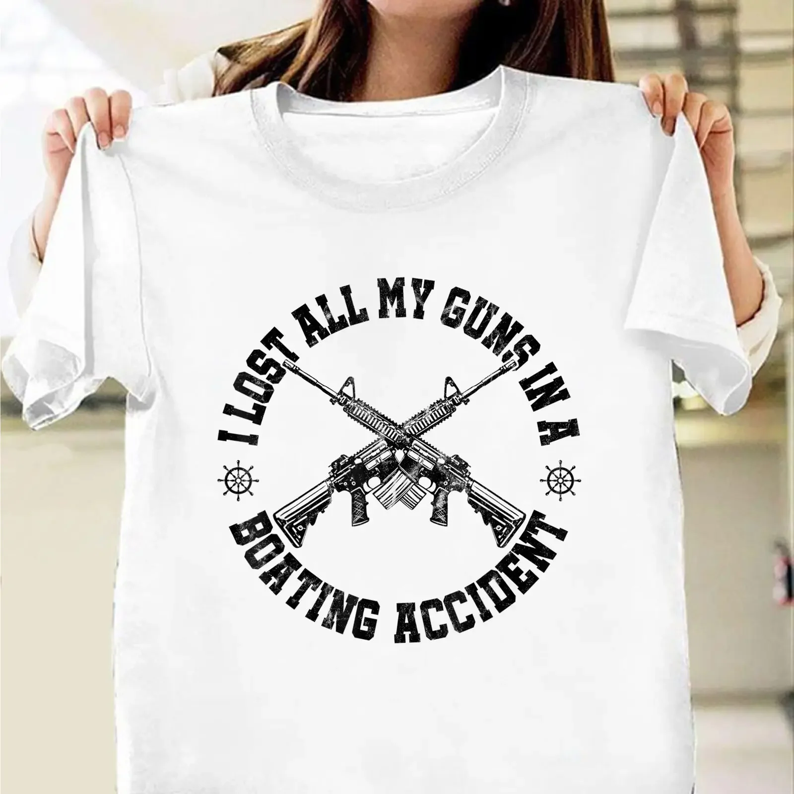 I Lost All My Gun In A Boating Accident. Funny 2nd Amendment T-Shirt. Summer Cotton O-Neck Short Sleeve Mens T Shirt New S-3XL