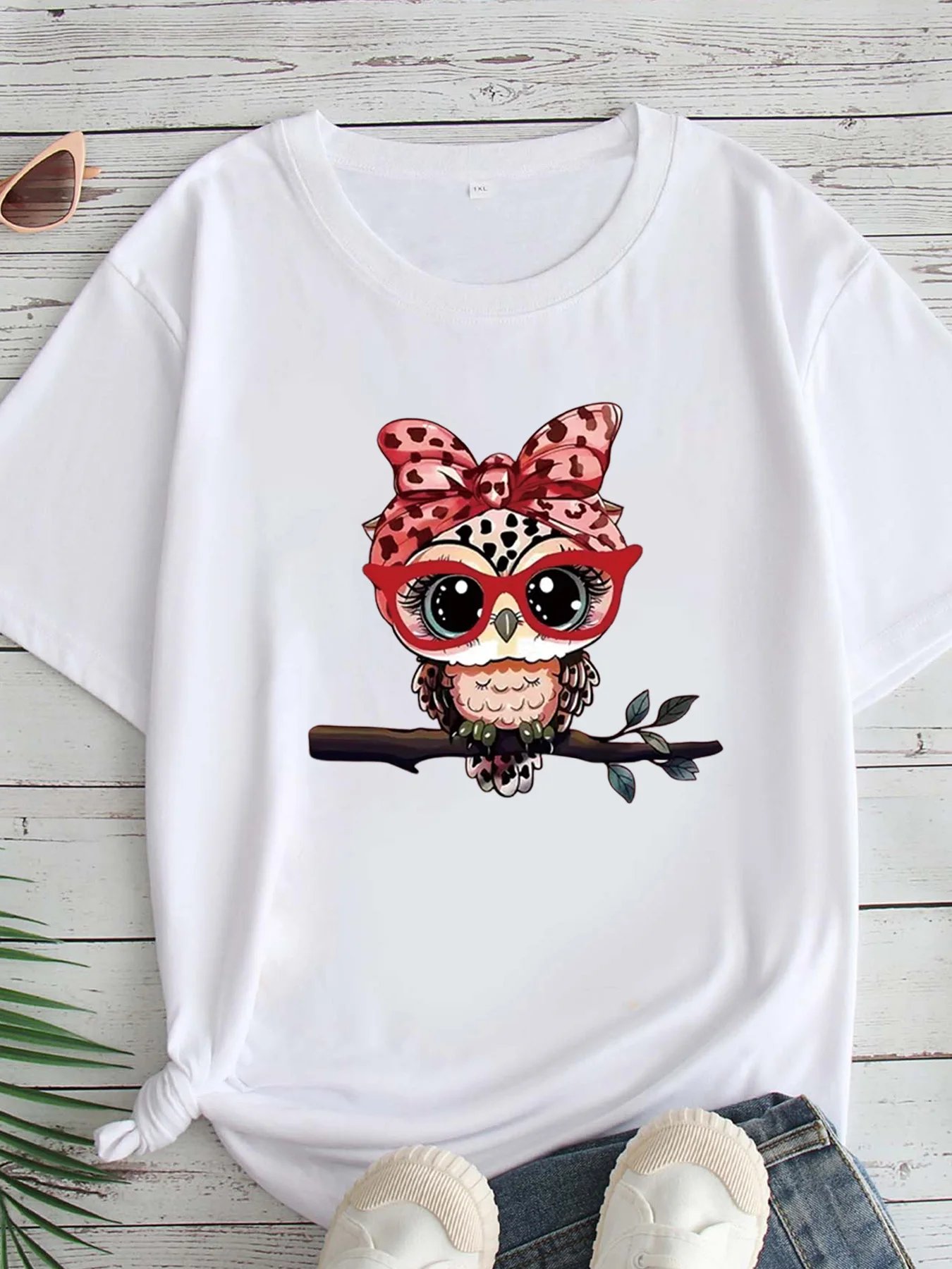 

Женская футболка большого размера с принтом, круглым вырезом и короткими рукавами, размеры 1-7XL, удобный повседневный топ в европейском стиле