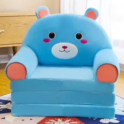 Plush Foldable Kids Sofa Backrest Armchair 2 In 1 Foldable Children Sofa Cute Cartoon Lazy Sofa Children Flip Open Sofa Bed For