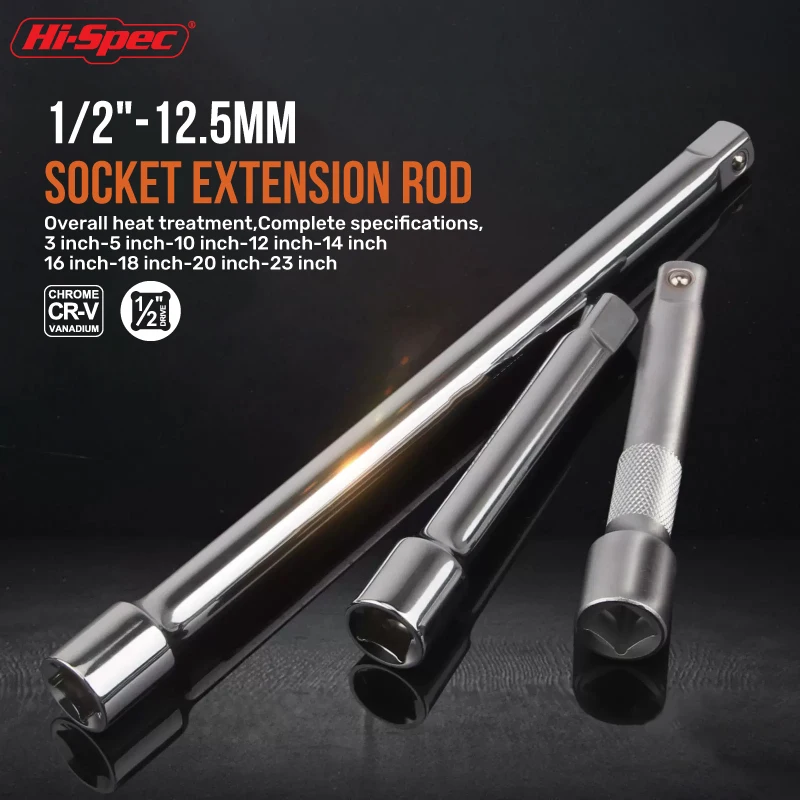 HI-SPEC 1 PC Socket Extension Bar 1/2" Drive With 50Mm 100Mm 150Mm Lengths For Ratchet Wrench Use Essential Hand Tool Set image 6