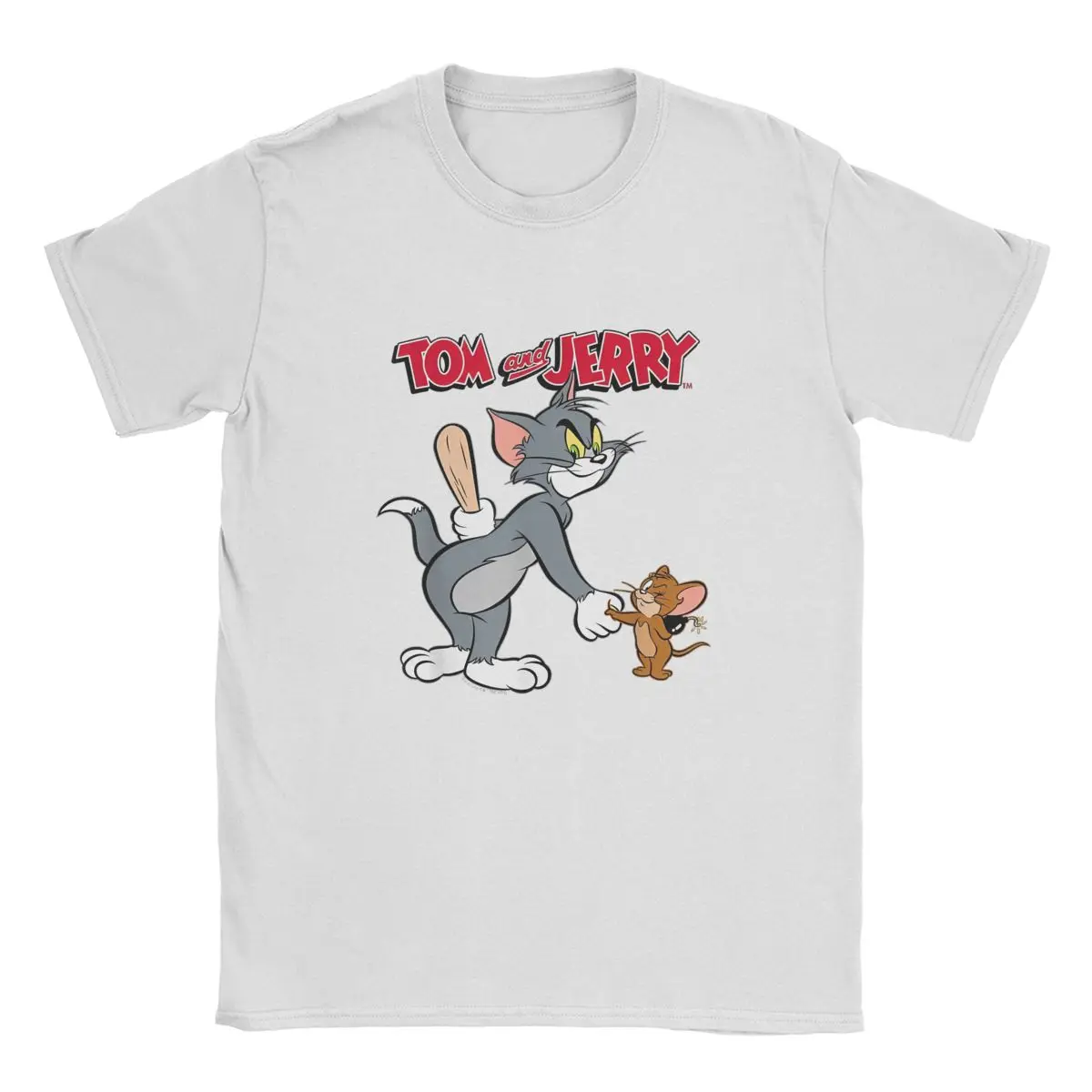 Vintage Tom And Jerry Hand T-Shirt Men Crewneck 100% Cotton T Shirts Cat Mouse Cartoon Short Sleeve Tees Plus Size Tops