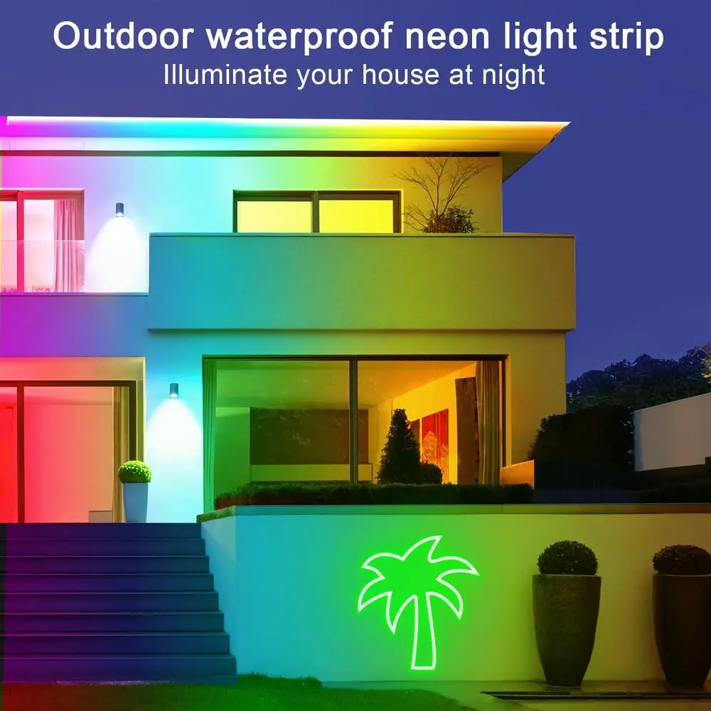 50t Neon Rope Light, 24V RGB LED Strip Lights, Multi-Color, Music Sync, Dimmable, Remote/APP Control, lexible DIY Design or Bedr