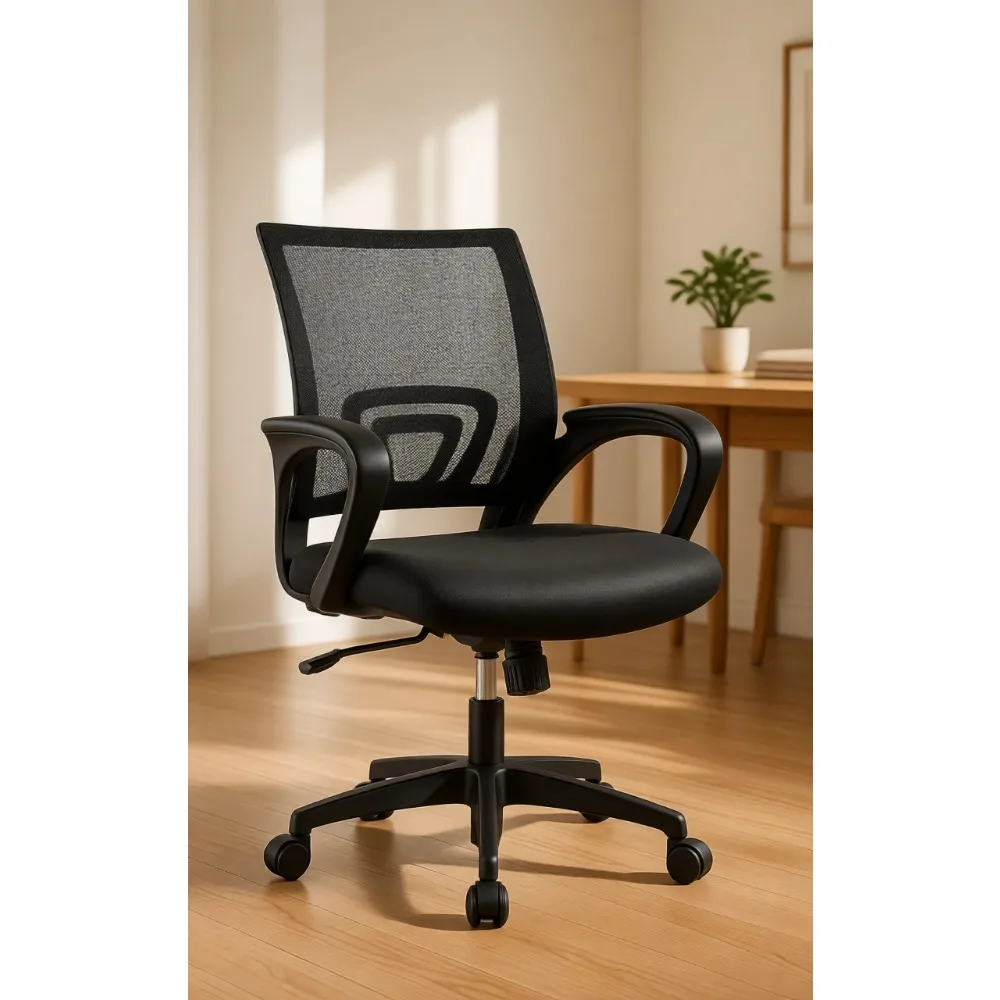 

Ergonomic Mid-Back Mesh Desk Chair with Lumbar Support Adjustable Rolling Swivel Task Chair with Arms Black