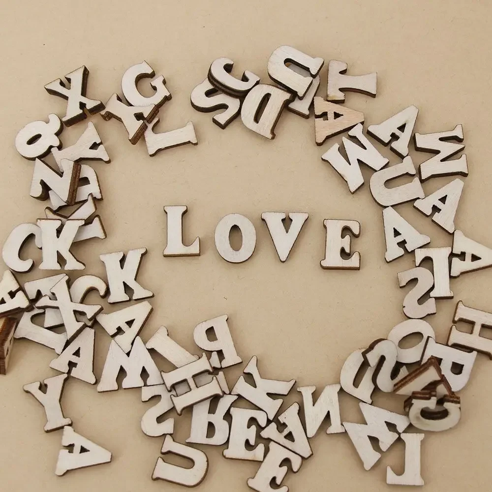 200Pcs 26 English Letter Wood 0-9 Digital Early Education Toy Wood Pieces Wedding Decoration Diy Ornaments