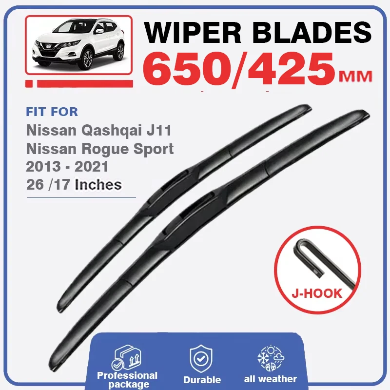 Front Rear Windscreen Windshield Wiper Blades For Nissan Qashqai J11 2013 - 2018 Rogue Sport Section Cutter 2014 2015 2016 2017