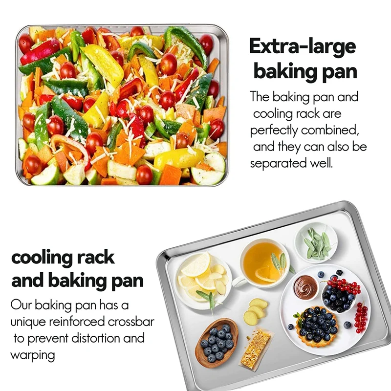 صينية خَبز من الفولاذ المقاوم للصدأ مع مجموعة شواية ، صينية نصف فرن بسكويت للخدمة الشاقة