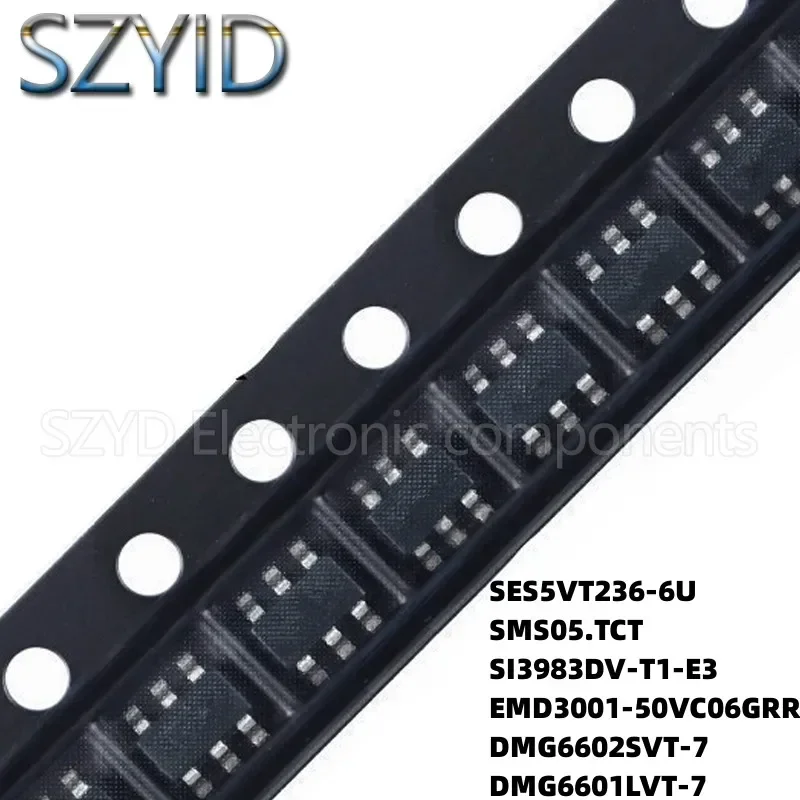 100PCS SOT23-6 SES5VT236-6U SMS05.TCT SI3983DV-T1-E3 EMD3001-50VC06GRR DMG6602SVT-7 DMG6601LVT-7