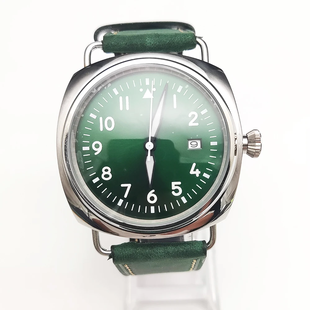 10 colors Retro 45mm Green Dial Luminous Japan NH35 Movement Automatic Watch Mechanical Men's Watch Leather strap