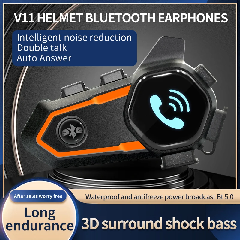 Intercom motocicleta capacete, fones de ouvido compatíveis com Bluetooth, Moto Communication, Rádio FM, Motociclista Interphone