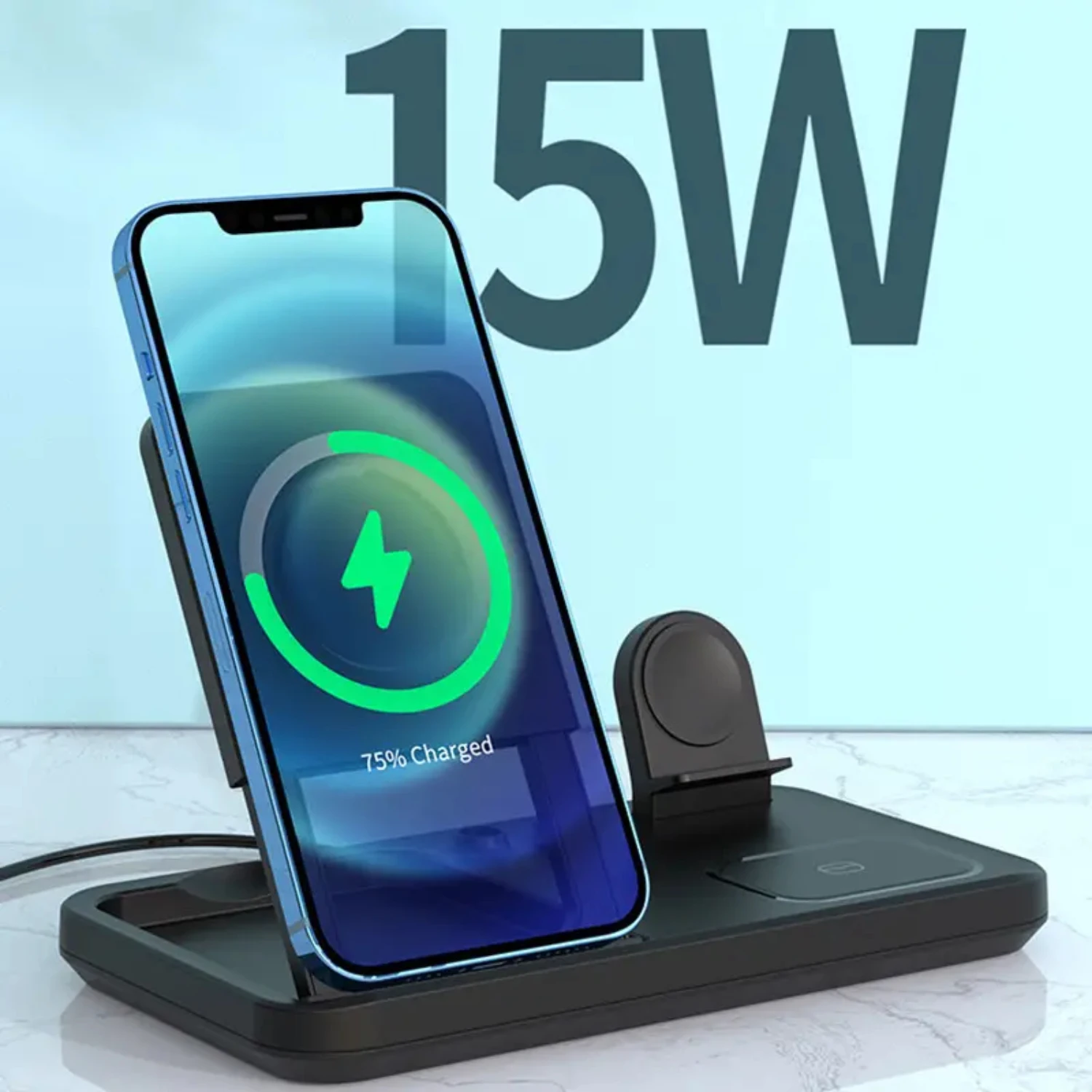 

Premium High-Quality Wireless Charger for Apple iPhone 13Pro Max, iPhone 14, iWatch, and AirPods - Convenient Charging Station w
