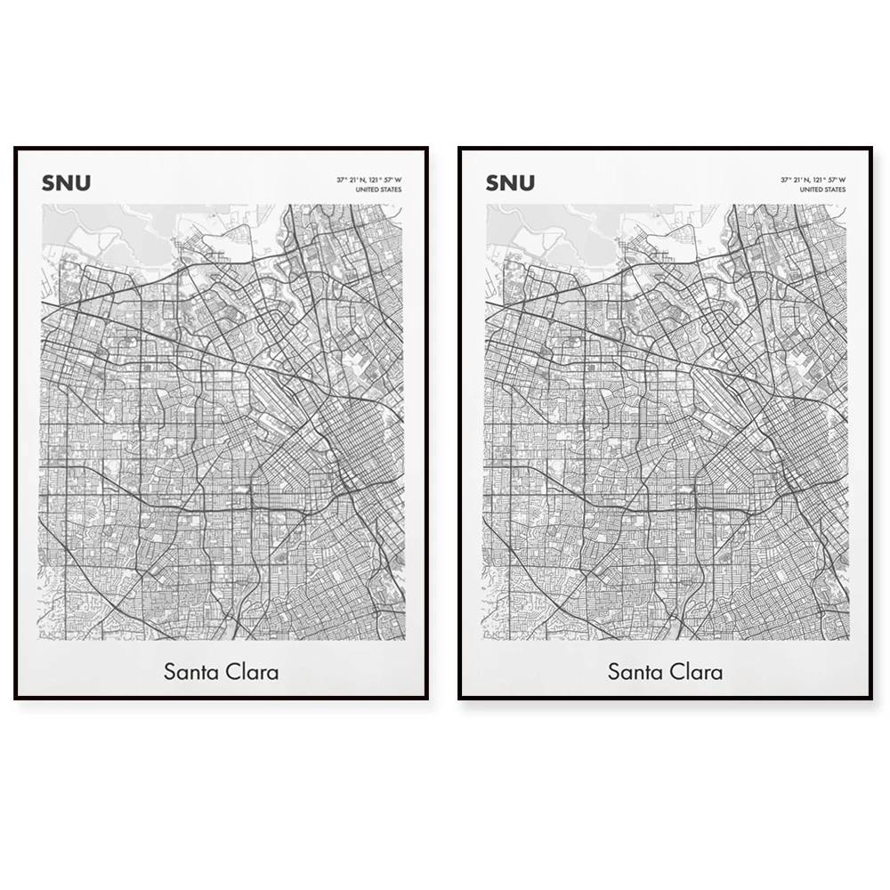 Boston MA, Vancouver, Nashville Tennessee, Hartford Connecticut, Las Vegas, Calgary Canada, Leon Mexico city street map poster
