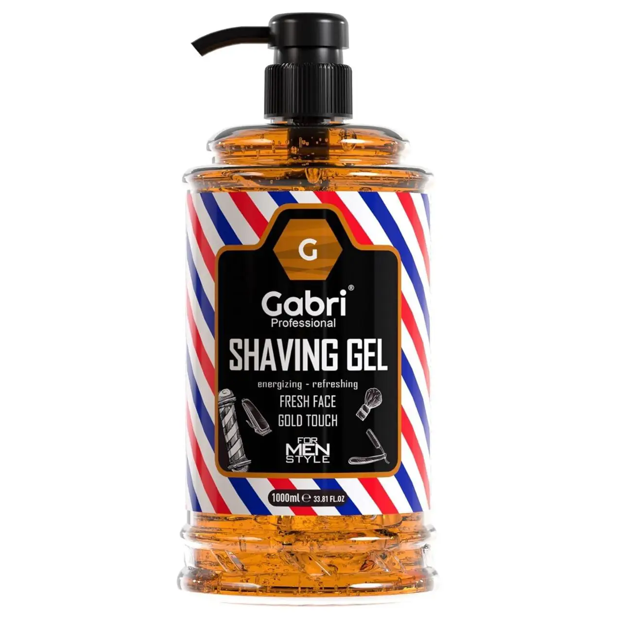 Gabri Professional Gold Touch Transparent Shaving Gel 1000 ml - Experiencia De Afeitado Suave e Hidratante - Fresh Active Easy, Refreshing