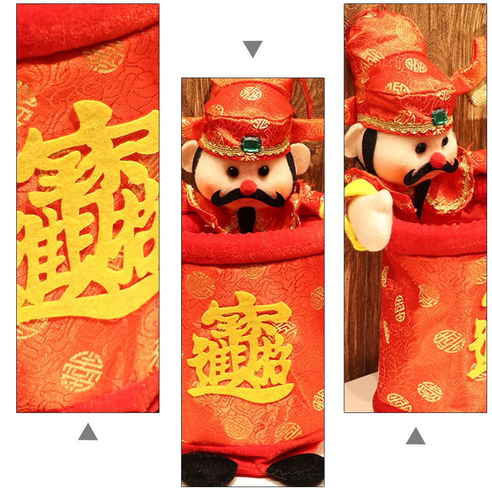 

God of Wealth Storage Bucket Trash Can Tiny for Desk Mini Desktop Decoration Cloth Candy Bag Cans
