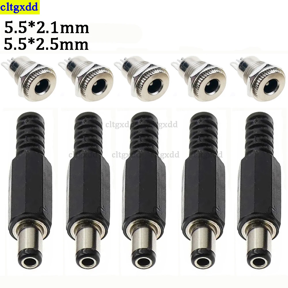 

cltgxdd 5-pair 5.5x2.1mm/5.5x2.5mm power socket nut panel connector external thread DC power plug terminal DC099