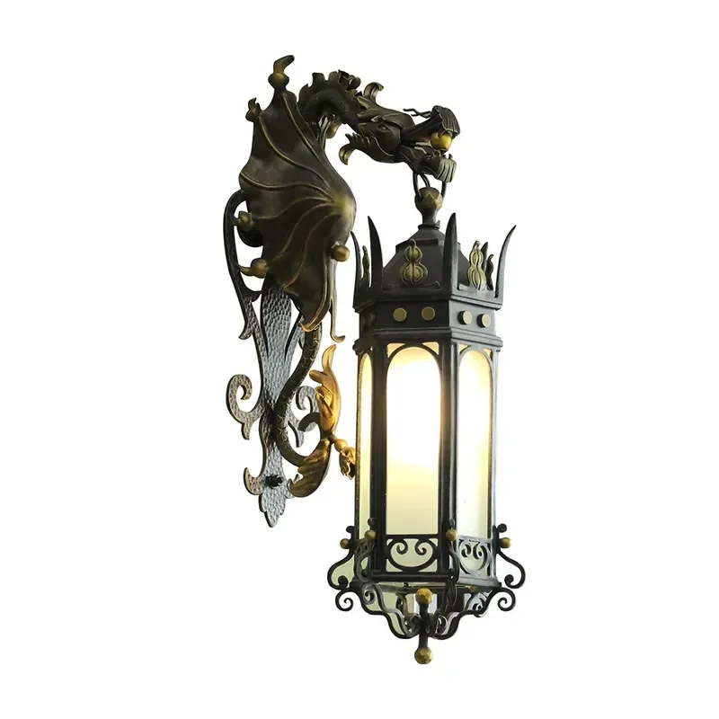 Traditional Chinese Style Iron Wall Lamp LC Brand Casting Technique Powder Coating 3D Shape Outdoor Spaces Home Decor