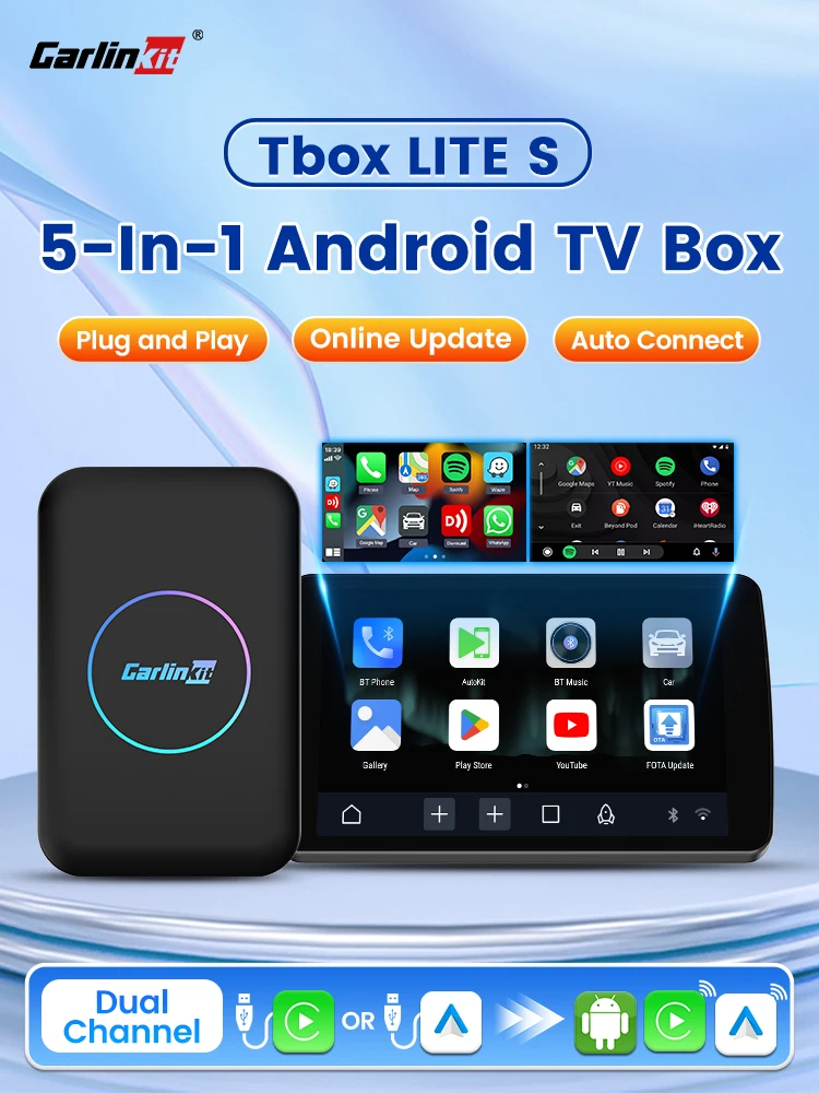 CarlinKit HDMI 5-in-1 Android TV Box Draadloze adapter Ondersteuning Netflix IPTV Draadloze Android Auto & CarPlay Dongle voor autoradio's - afbeelding 2