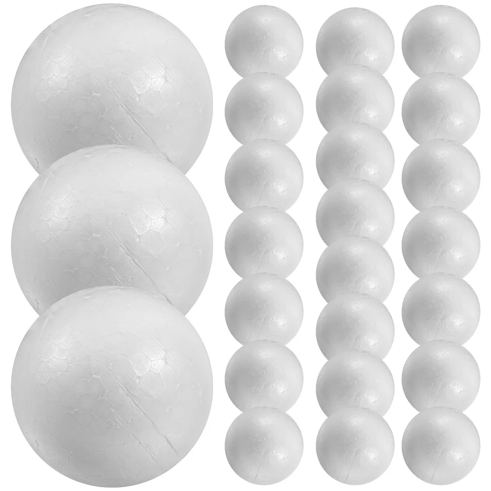 25 قطعة كرات حرفية إسفنجية بيضاء مستديرة سطح أملس لتقوم بها بنفسك حفل زفاف الديكور الحلي لمشاريع المدارس عيد الميلاد اليدوية