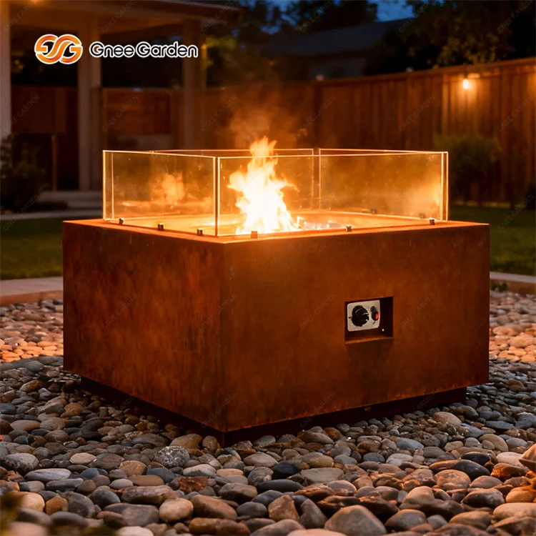 Durable Outdoor Rectangle Garden Camping Gas Fire Pit Patio Furniture Gas Fire Pit