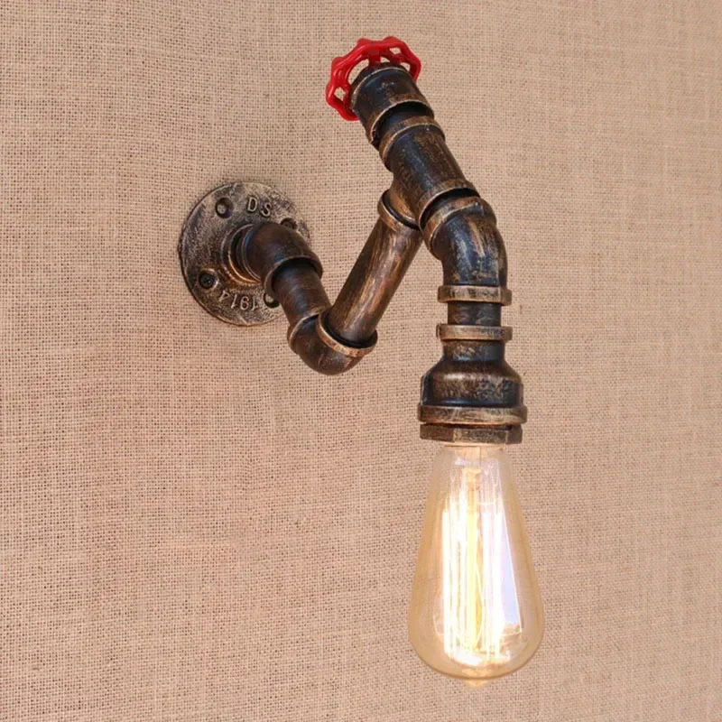 Retro Metal Water Pipe Vintage Loft Wall Lamp with Edison/led Bulb Lights for Cafe Hallway/bedroom/living Room/bathroom/bar/cafe