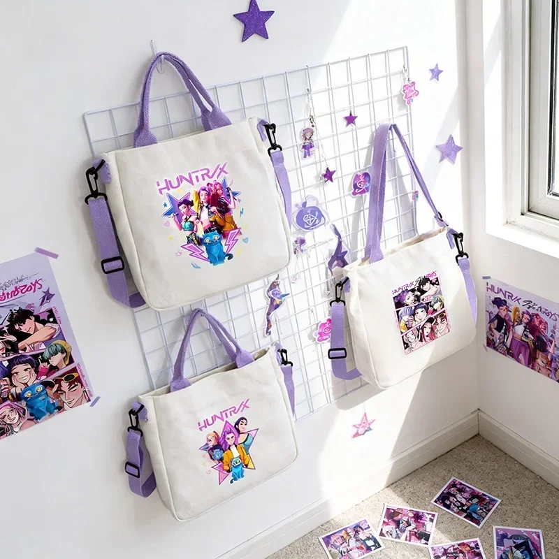 2025 جديد المرأة أنيمي Kpop شيطان الصيادين حقيبة كروسبودي Y2K الوردي الأبيض مربع حقيبة ساعي الكورية طالب في سن المراهقة حقيبة كتف #3