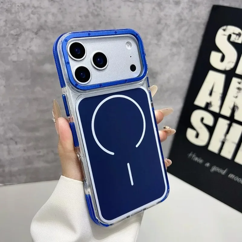 Luxuriöse Zweifarbige Transparente Starke Magnetische Hülle für iPhone 18 Pro Max 17 Pro 16 15 14 13 12 Pro Max für Magsafe Cover