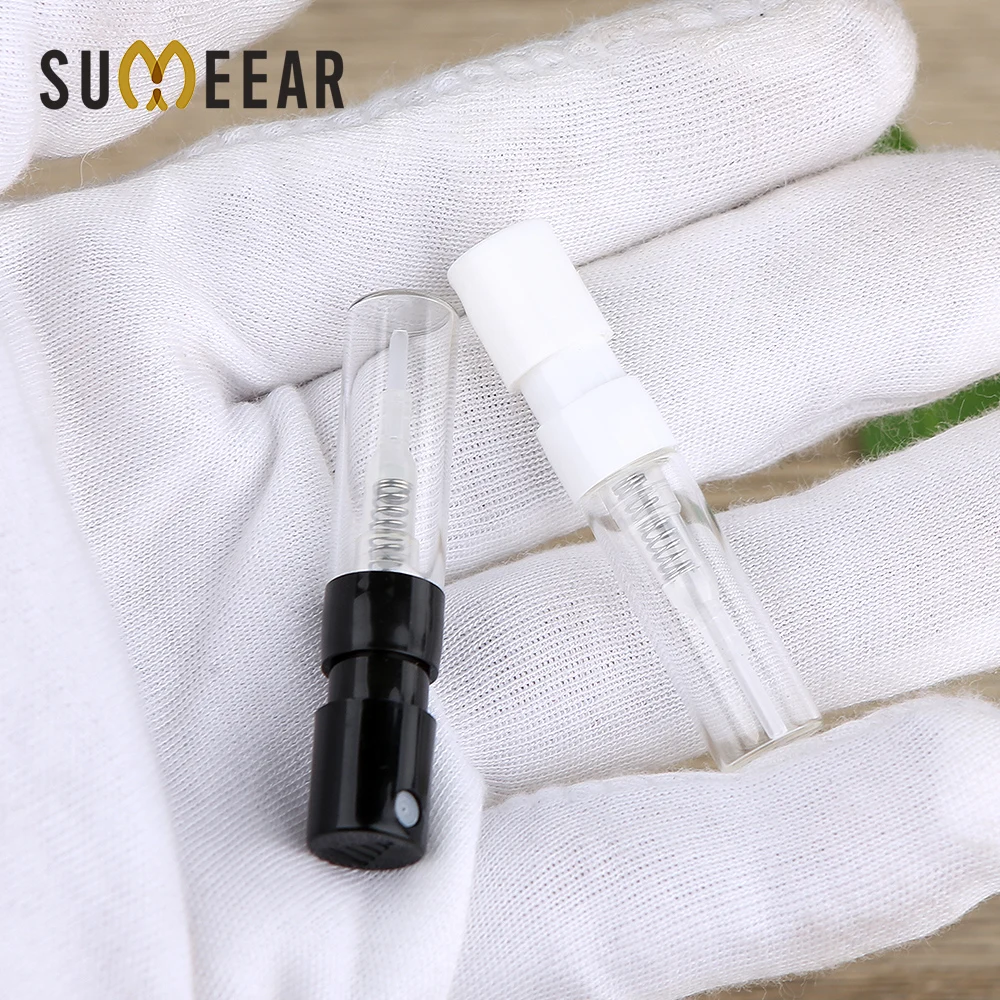 

100/200pcs Mini 1ml Spray Bottles Glass Perfume Bottle Black White Fragrance Sample Vial Travel Sub-bottling