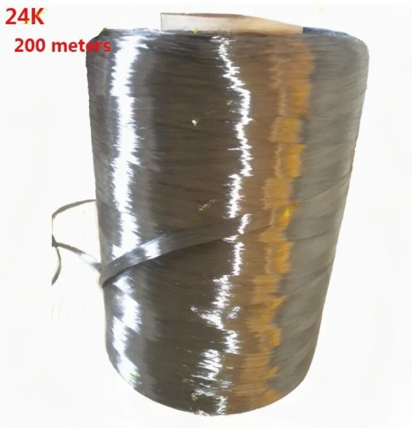 200m Carbon Fiber 24K Fiber Tow Thornel Filament Yarn Thread Tape 4300MPa Length