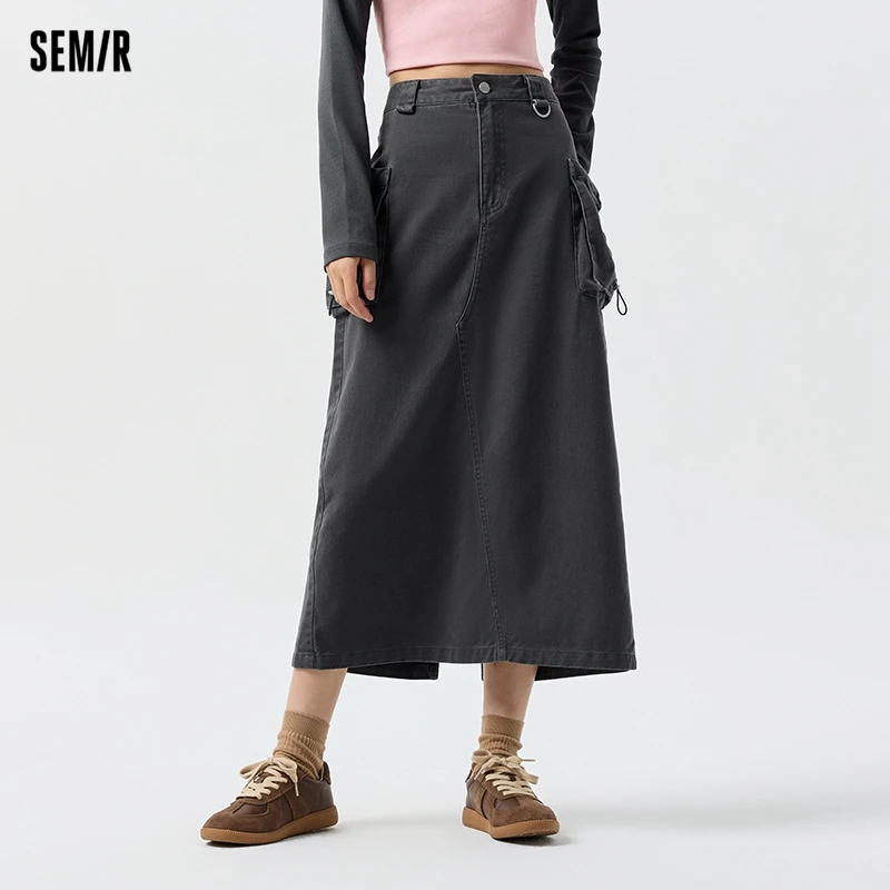 Semir Skirt Women Slit Long Skirt Salt-style 2024 Spring New Cool and Stylish Hot Girl Workwear Skirt