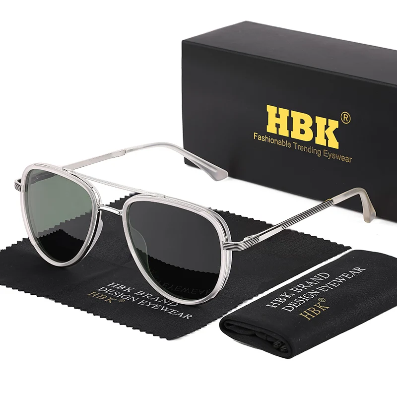 

HBK Fashion Sunglasses Man Polarized Square Metal Frame Men's Sunglasses Suit Fashion Gift Women's Glasses UV400 Eyewear