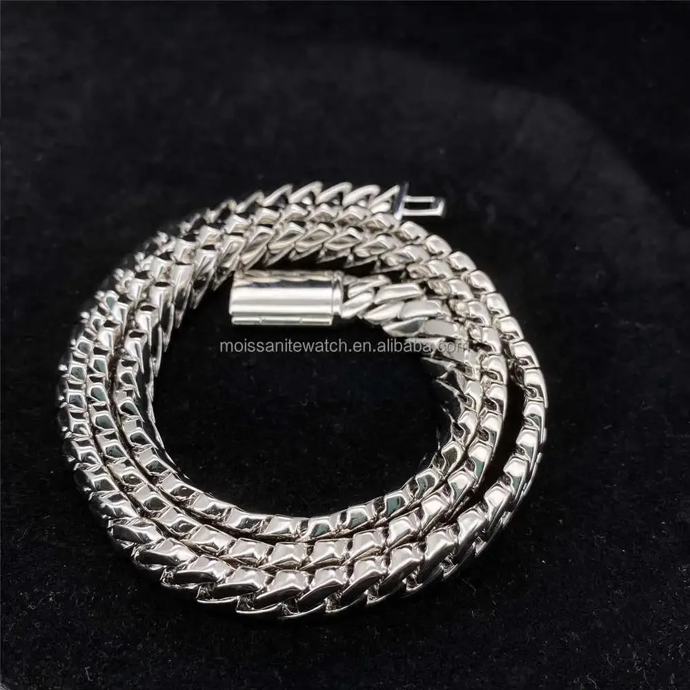 Personal Custom 10mm 925 Sterling Silver Cuban Link High Polished Plain Miami Cuban Necklace Hip Hop Jewelry for Men and Women