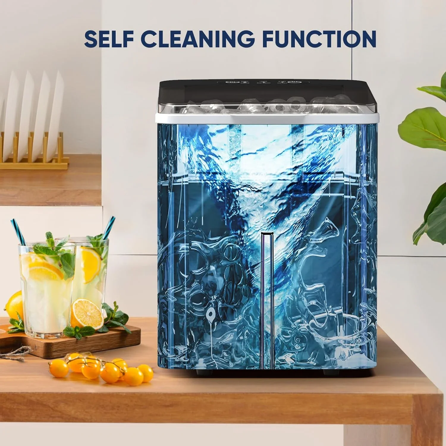 Y90 Pro Self-Cleaning Countertop Ice Maker-Produz, Altamente Eficiente, 26lbs de Gelo, 24Hrs com 9 Cubos de Gelo, Pronto em Apenas 6 Mi