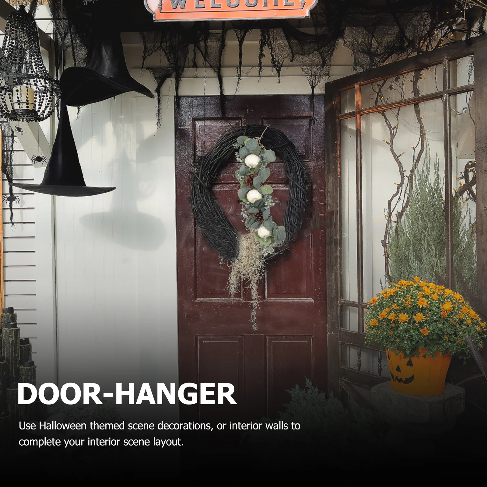 

1Pcs Halloween Accessory Eucalyptus Leaves Ornament Simulated Plant Pendant for Seasonal Festival Hanging Decor Indoor Outdoor