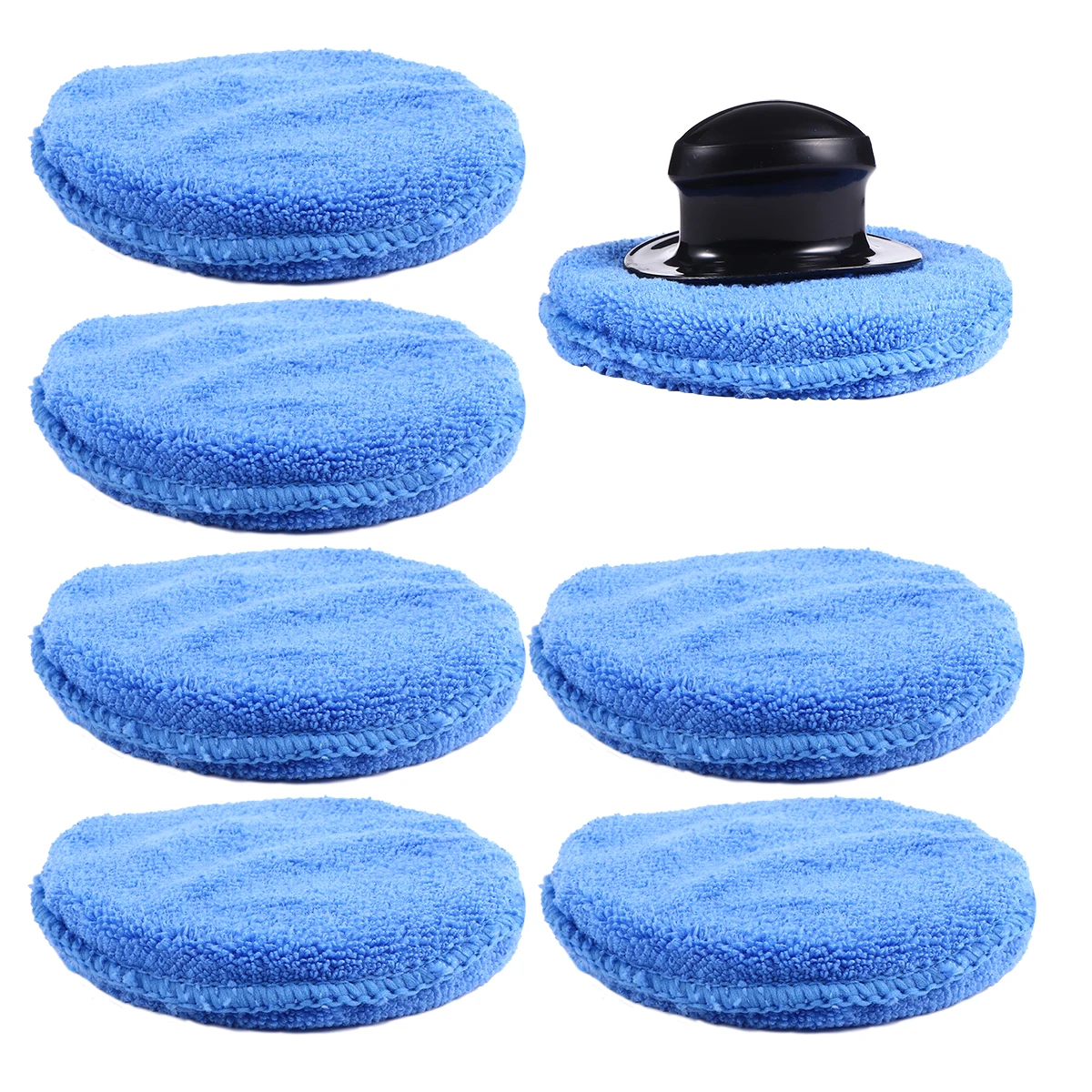 

8pcs Car Beauty Sponge Soft Durable Handle Absorbent Waxing Sponges Blue Plastic Cleaning Tool Machine Washable Maintenance Pad