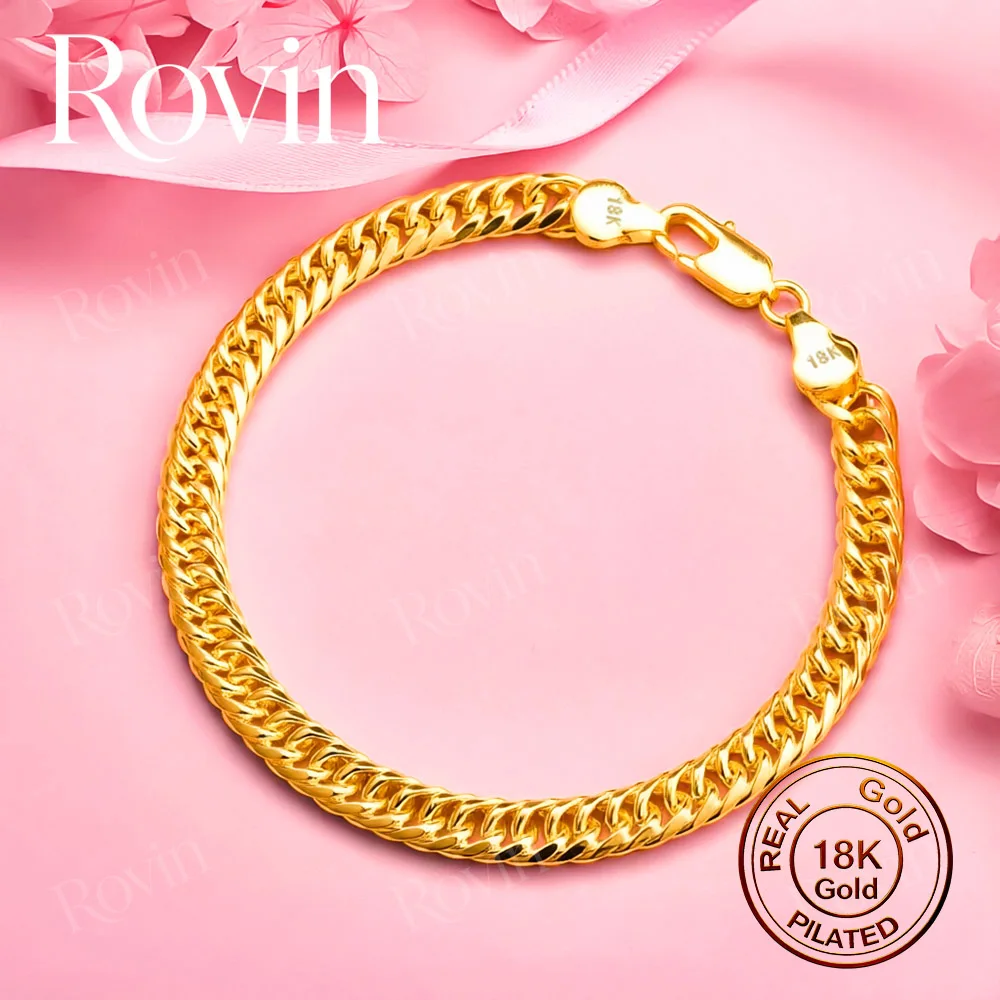 18K Gold 8-Inch Minimalist Cuban Link Bracelet – Stylish Wedding Accessory for Men and Women
