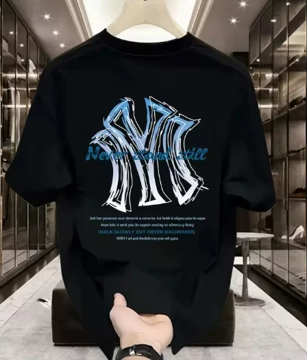 2026 Summer New Style Heavyweight 100% Cotton Short-Sleeved T-Shirt Men's Loose Trendy Cool High-End Shirt Men's Clothing image 3
