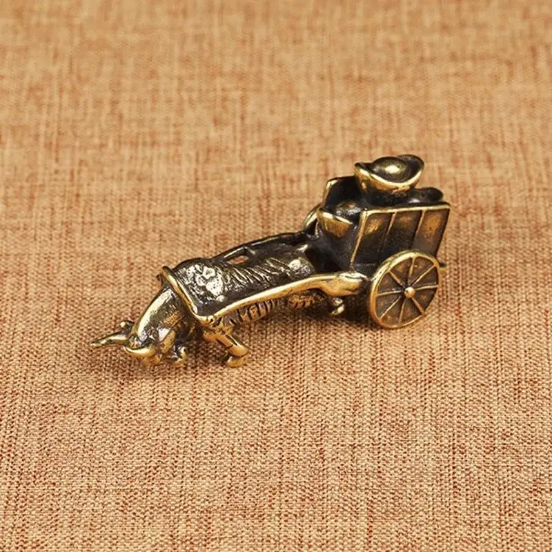 2025 Retro Ornament Pull Vehicle Chinese Folk Feng Shui Crafts Figurines Pure Copper Home Decoration Accessories Bring Good Luck