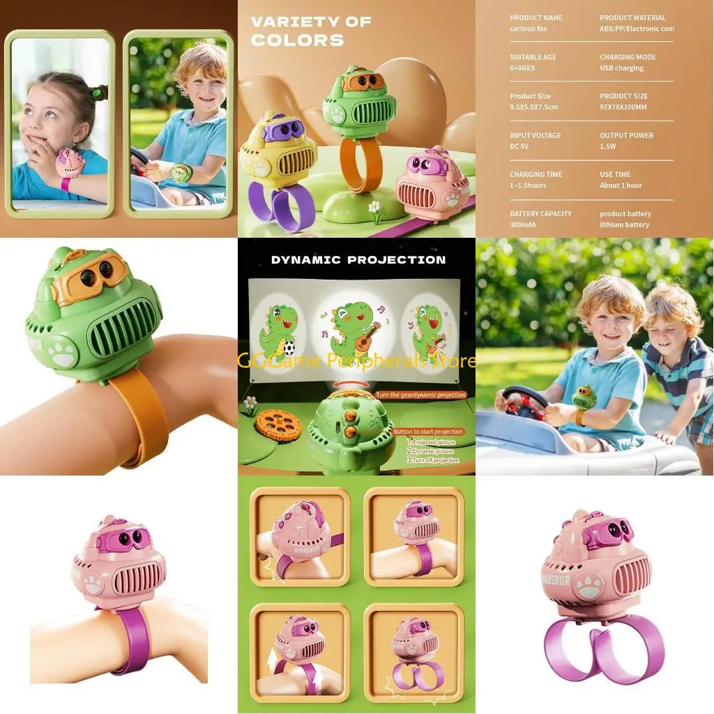 U55B Mini-horlogeventilator met 1 projectiefilm 3 sets patronen Verstelbaar kindercadeau