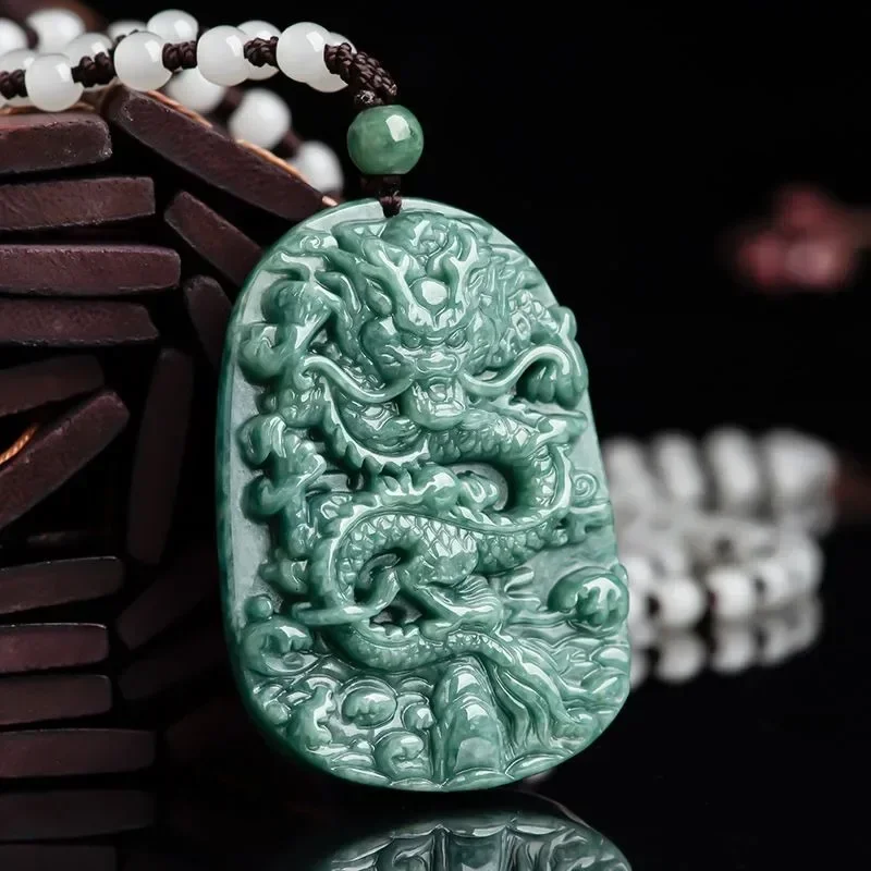 

100% Natural A-grade Jadeite Pendant Dragon Brand Necklace Jade Pendant Vintage Men's and Women's Jewelry Free Shippping Items
