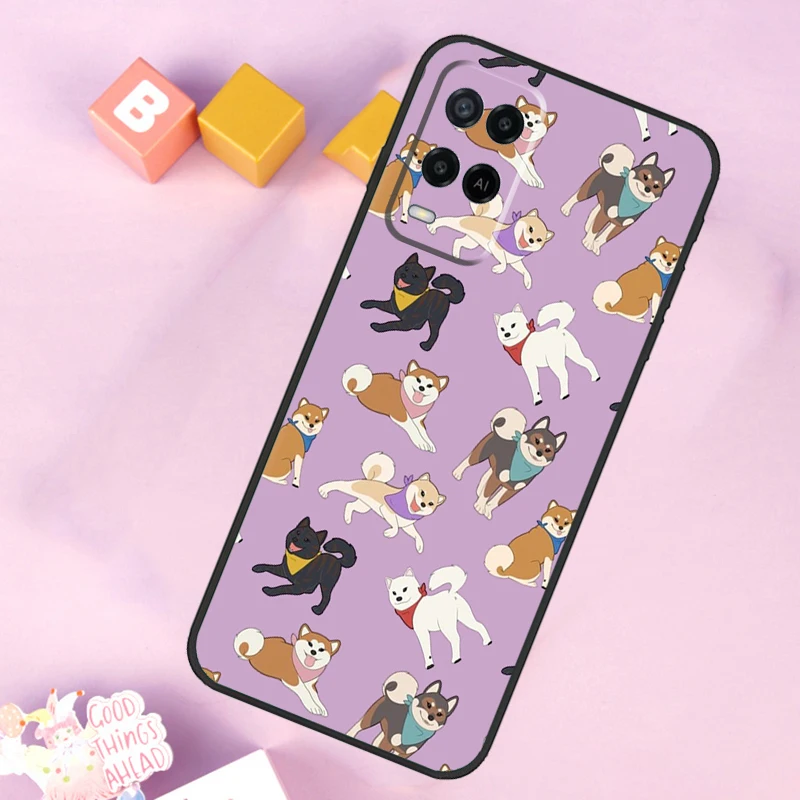 Animal Cartoon Akita Dog For OPPO A54S A57S A53S A58 A78 A98 A16 A76 A96 A54 A74 A94 A17 A77 A5 A9 A15 A52 A72 Case