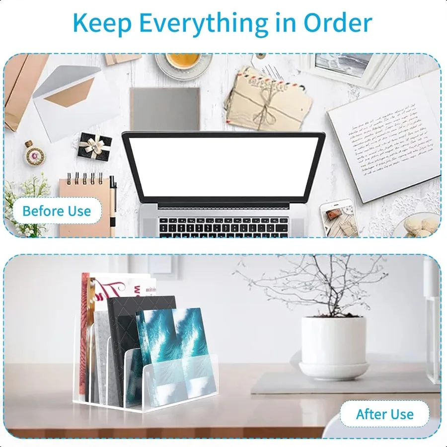 Прозрачный акриловый органайзер для файлов, 4-секционный акриловый держатель для файлов, сортировщик, офисный настольный органайзер для папки с файлами, почтой, письма, книга Elect
