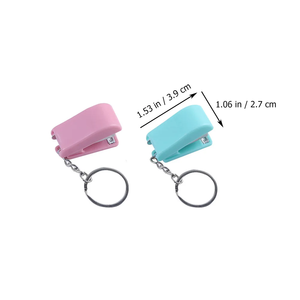 1Set Bright Color Mini Stapler Keychain Portable Lightweight Stapler Pendant for School Office Home Stationery Decoration Gift