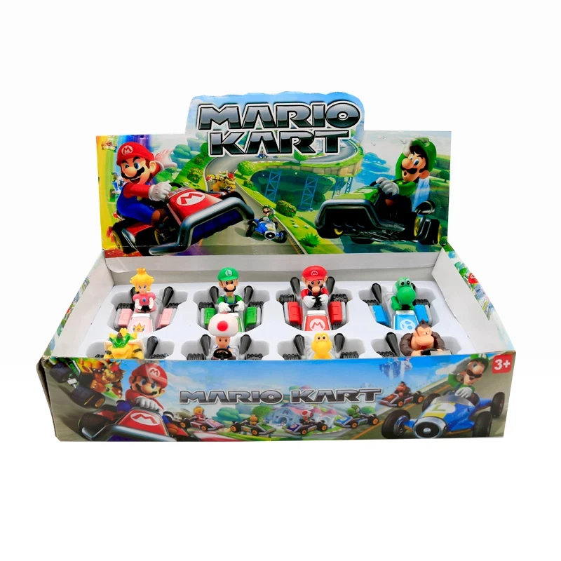 Super Mario Bros Kart Toy 8pcs Set Cute Game Figure Car Racing New Cartoon Karts Model Ornaments Home Decoration Children Gift