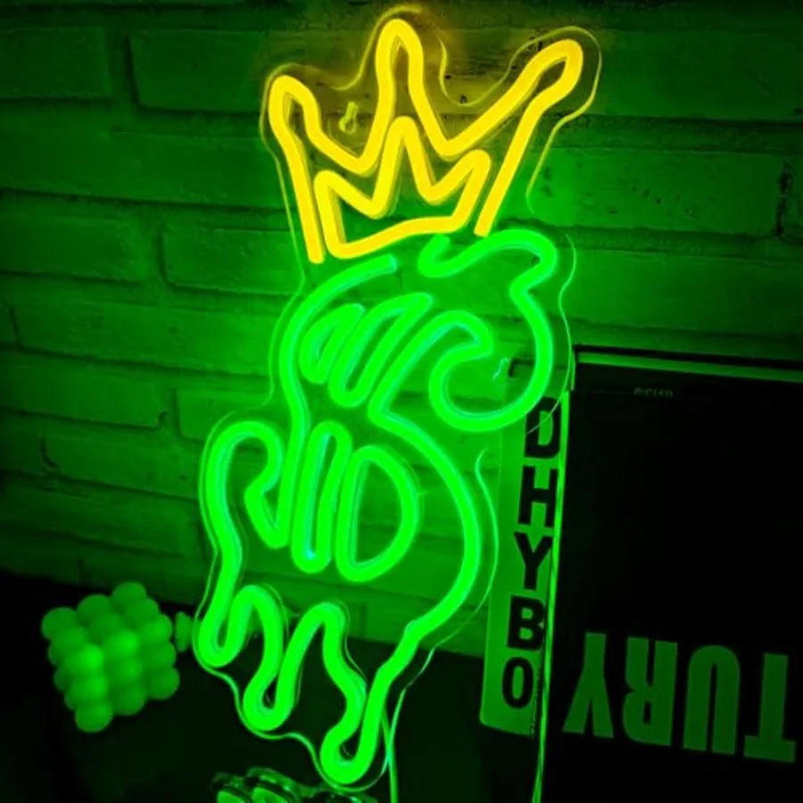 Money Neon Sign, Crown Dollar Neon Signs for Shop Store Wall Decor, USB Powered Adjustable Brightness Dollar LED Neon Light Sig