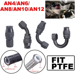 AN4/6/8/10/12 Straight 0°/45°/90°/180° Degree Reusable Hose End Fitting Adapter For Swivel PTFE Oil Fuel Line Hose End Fitting