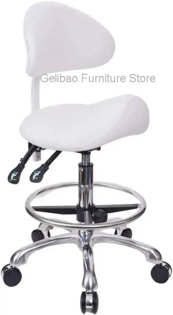 

Ring Seat Back Rolling Esthetician with Foot for Salon Tattoo Shop Spa Facial lash Home Dentist Clinic Esthetician Chair