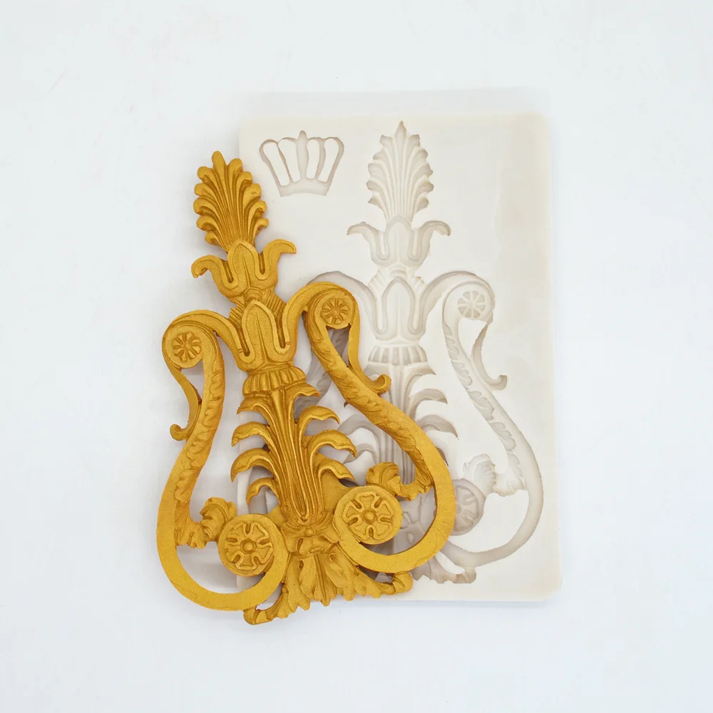 Silicone Resin Mold Baroque Crown Glyph Kitchen Baking Tool For DIY Cake Chocolate Lace Decoration Dessert Pastry Fondant Moulds